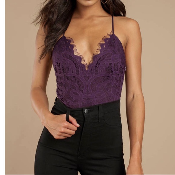 Tobi Tops - NWOT Plum/Maroon Lace Body Suit